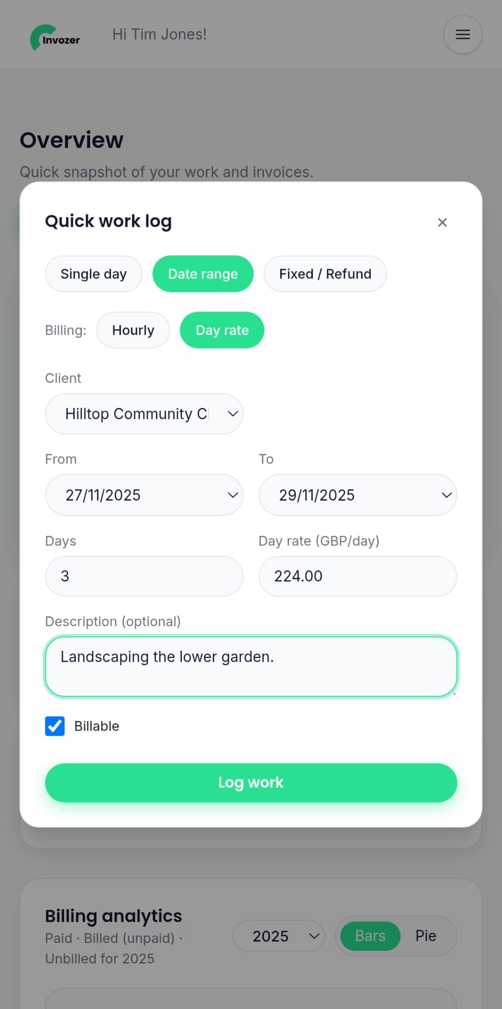 Built for your phone, not your desk in the Invozer invoicing app